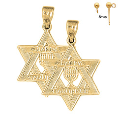 Pendientes Happy Hanukkah Estrella de David de Oro de 14K o 18K