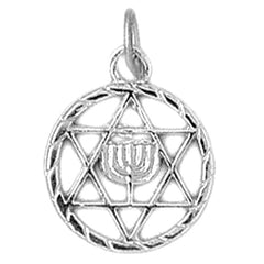 14K or 18K Gold Star of David with Menorah Pendant