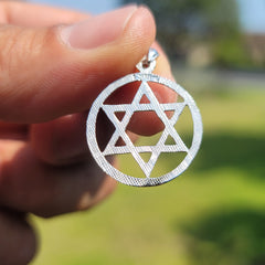 14K or 18K Gold Star of David in Circle Pendant