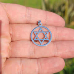 14K or 18K Gold Star of David in Circle Pendant