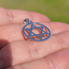 14K or 18K Gold Star of David in Circle Pendant