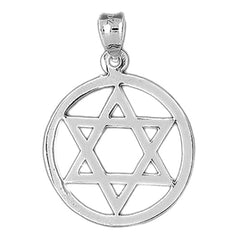 14K or 18K Gold Star of David in Circle Pendant