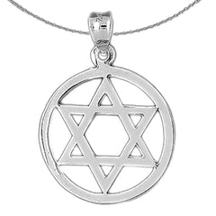 14K or 18K Gold Star of David in Circle Pendant