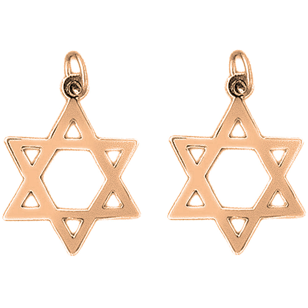 14K or 18K Gold 24mm Star of David Earrings