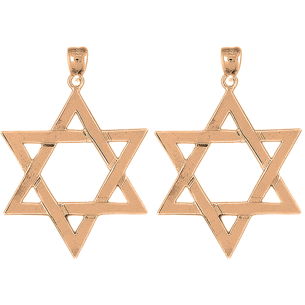 14K or 18K Gold 47mm Star of David Earrings