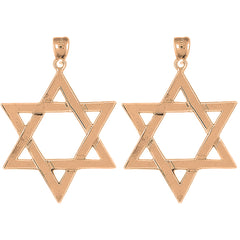 14K or 18K Gold 47mm Star of David Earrings