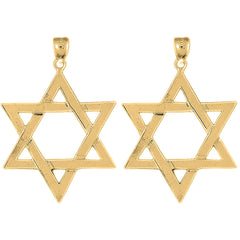 14K or 18K Gold 47mm Star of David Earrings