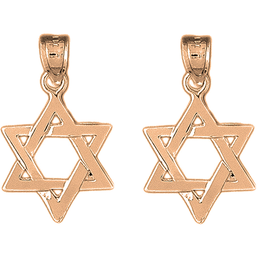 14K or 18K Gold 29mm Star of David Earrings