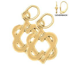 14K or 18K Gold Star of David in Shape of Hearts Earrings