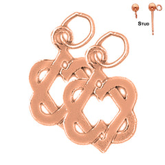 14K or 18K Gold Star of David in Shape of Hearts Earrings