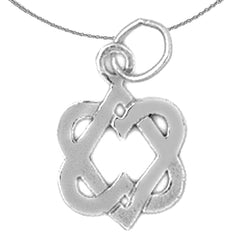 14K or 18K Gold Star of David in Shape of Hearts Pendant