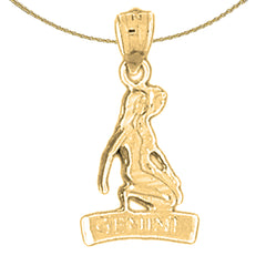 14K or 18K Gold Zodiac - Gemini Pendant