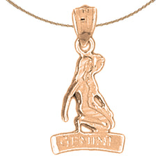 14K or 18K Gold Zodiac - Gemini Pendant