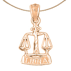 Zodíaco de oro de 14K o 18K - Colgante Libra