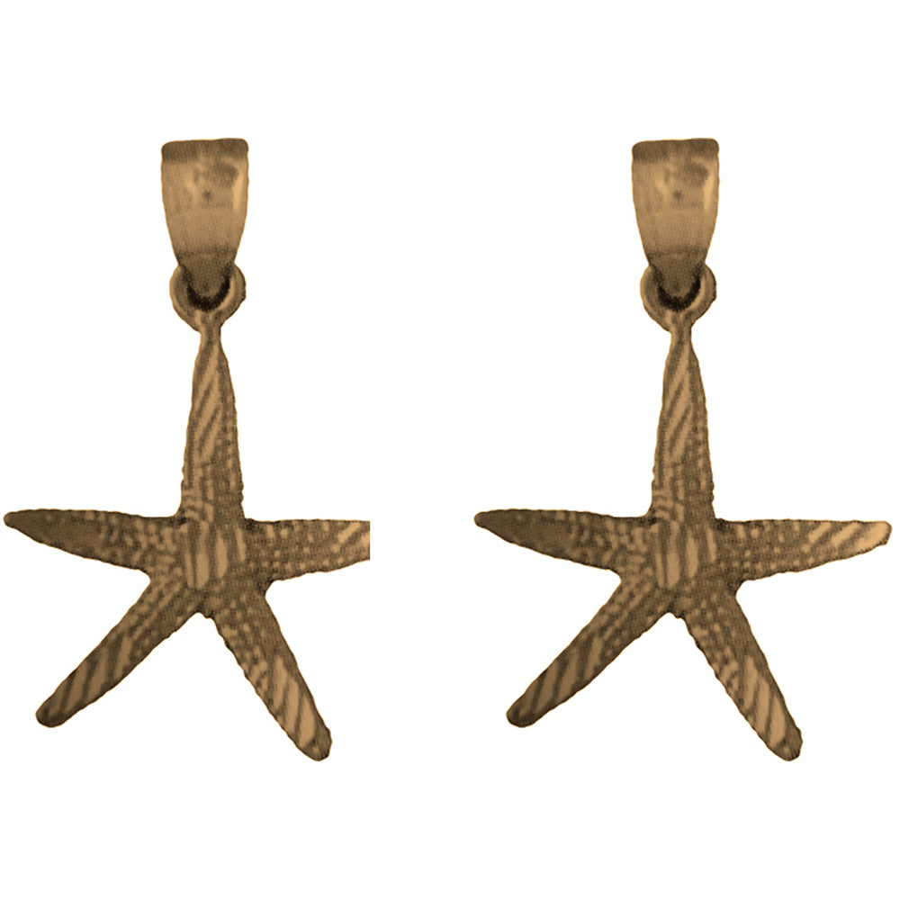 Yellow Gold-plated Silver 26mm Starfish Earrings