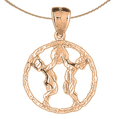 10K, 14K or 18K Gold Zodiac - Gemini Pendant