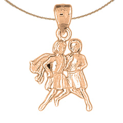 14K oder 18K Gold Sternzeichen - Zwillinge Anhänger