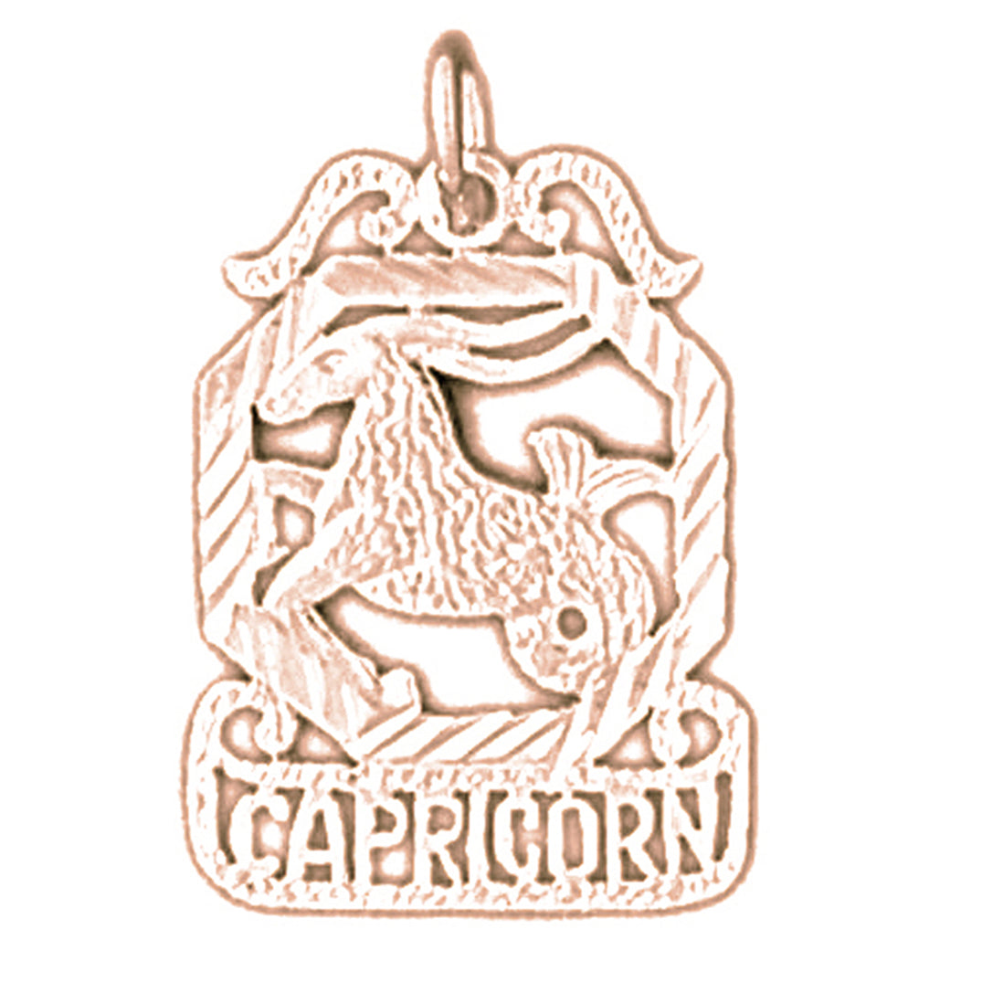 14K or 18K Gold Zodiac - Capricorn Pendant