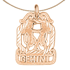 14K or 18K Gold Zodiac - Gemini Pendant
