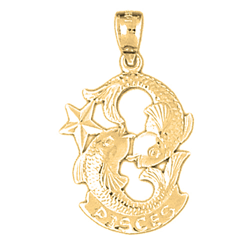 14K or 18K Gold Zodiac - Pisces Pendant