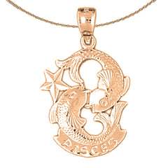 14K oder 18K Gold Sternzeichen - Fische Anhänger