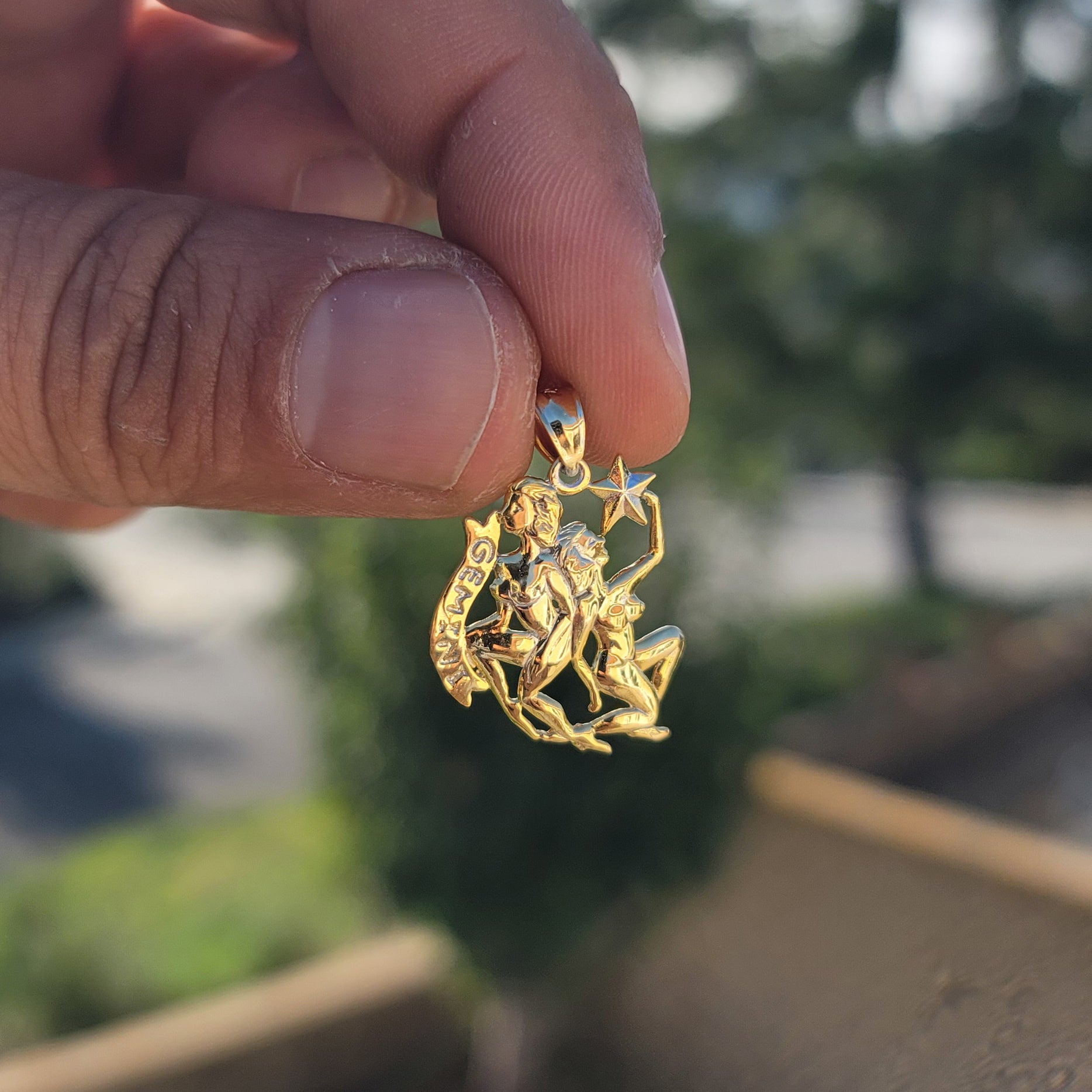 14K or 18K Gold Zodiac - Gemini Pendant