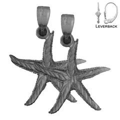 Sterling Silver 26mm Starfish Earrings (White or Yellow Gold Plated)