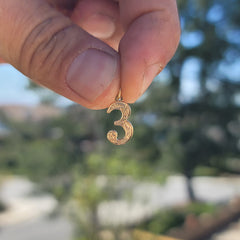 14K or 18K Gold Number Three, #3 Pendant