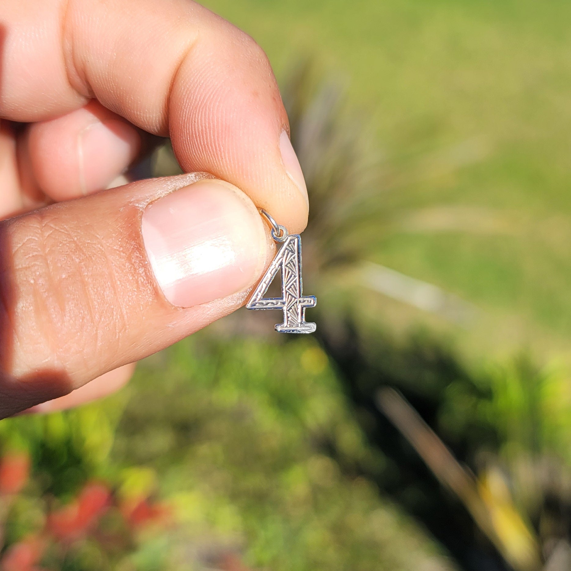 14K or 18K Gold Number Four, #4 Pendant