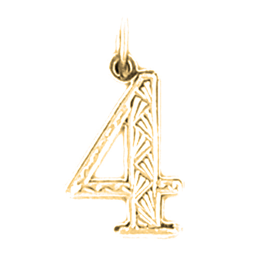 14K or 18K Gold Number Four, #4 Pendant