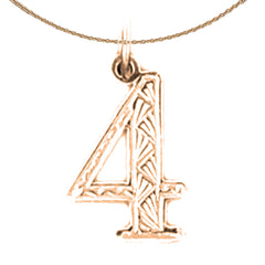 14K or 18K Gold Number Four, #4 Pendant