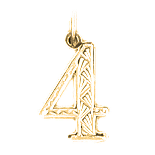 14K or 18K Gold Number Four, #4 Pendant