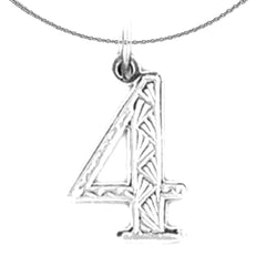 14K or 18K Gold Number Four, #4 Pendant