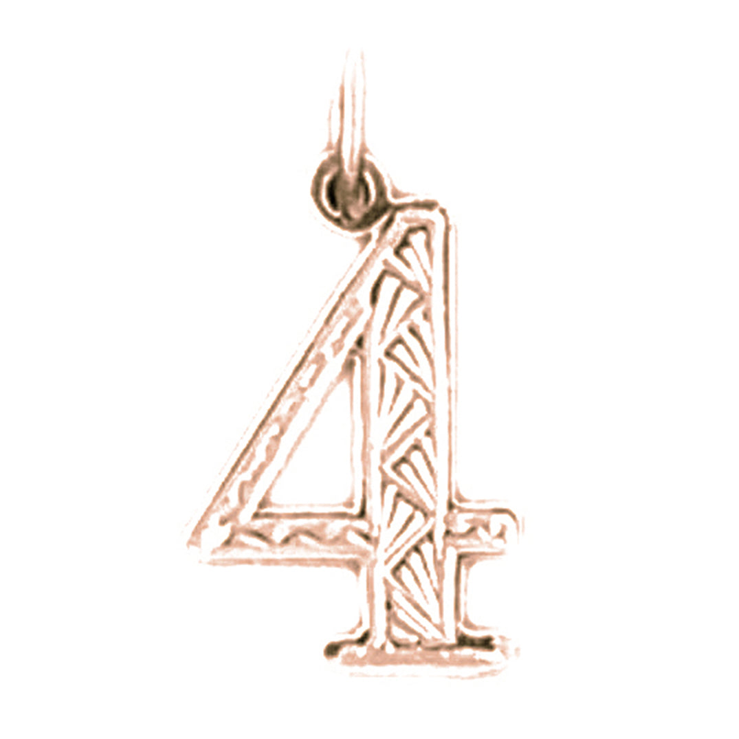 14K or 18K Gold Number Four, #4 Pendant