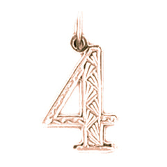 14K or 18K Gold Number Four, #4 Pendant