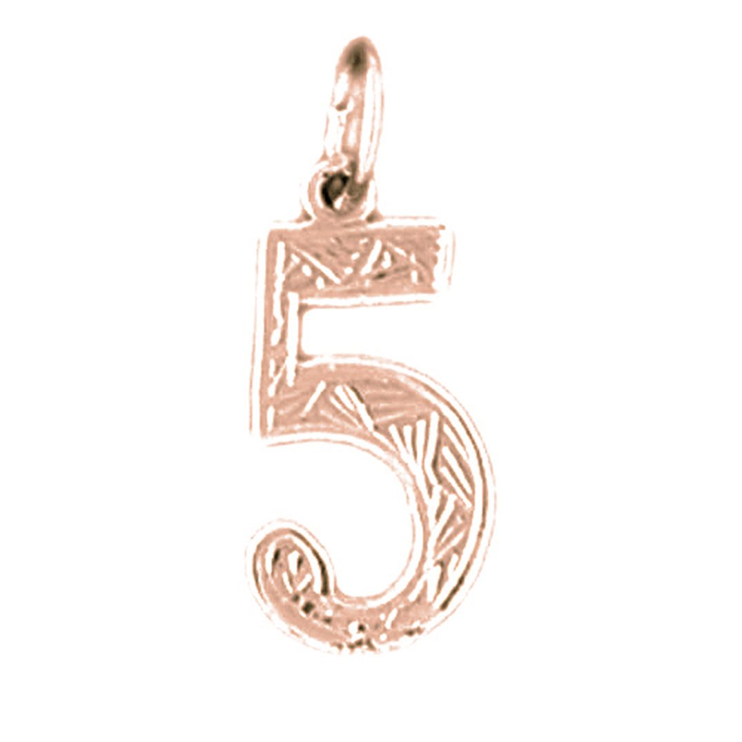 14K or 18K Gold Number Five, #5 Pendant
