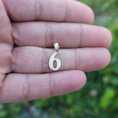 14K oder 18K Gold Nummer Sechs, #6 Anhänger
