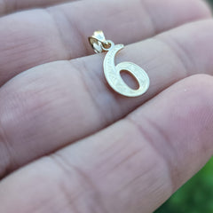 14K oder 18K Gold Nummer Sechs, #6 Anhänger