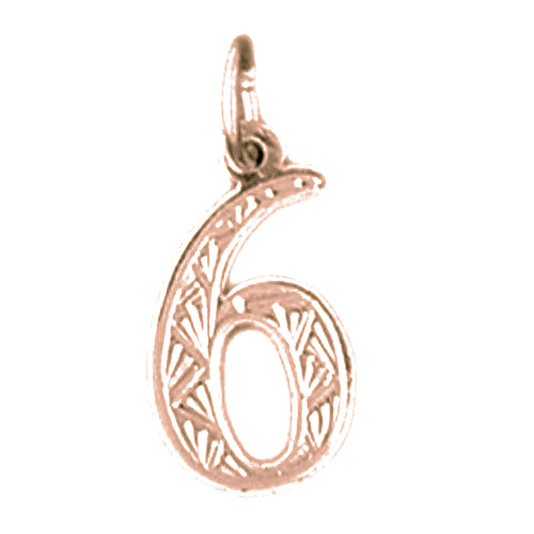 14K or 18K Gold Number Six, #6 Pendant