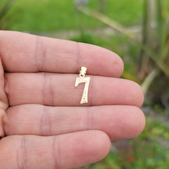 14K oder 18K Gold Nummer Sieben, #7 Anhänger