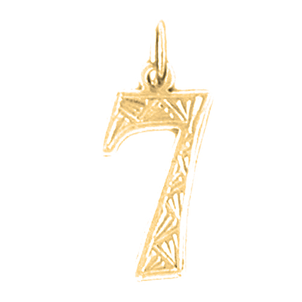 14K or 18K Gold Number Seven, #7 Pendant