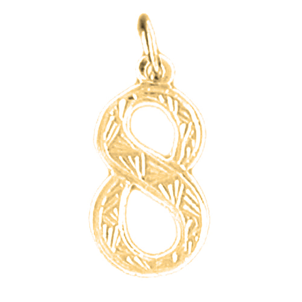 14K or 18K Gold Number Eight, #8 Pendant