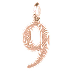14K or 18K Gold Number Nine, #9 Pendant