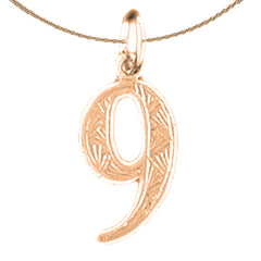 14K oder 18K Gold Nummer Neun, #9 Anhänger