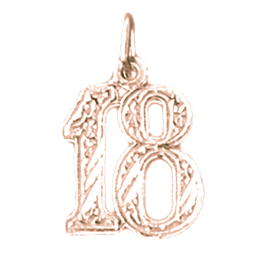 14K or 18K Gold Number Eighteen, #18 Pendant