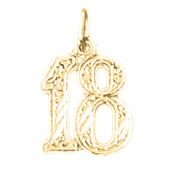 14K or 18K Gold Number Eighteen, #18 Pendant