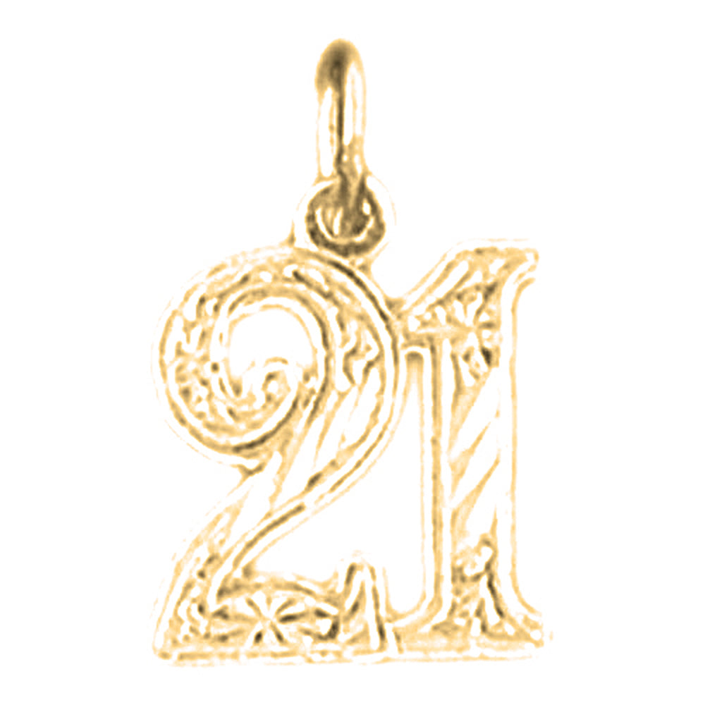 14K or 18K Gold Number Twenty One, #21 Pendant