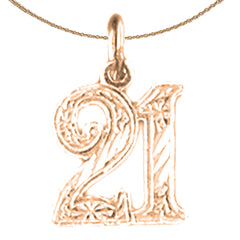 14K oder 18K Gold Nummer Einundzwanzig, #21 Anhänger