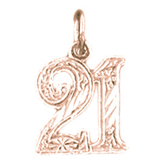 14K or 18K Gold Number Twenty One, #21 Pendant