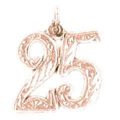 14K or 18K Gold Number Twenty Five, #25 Pendant